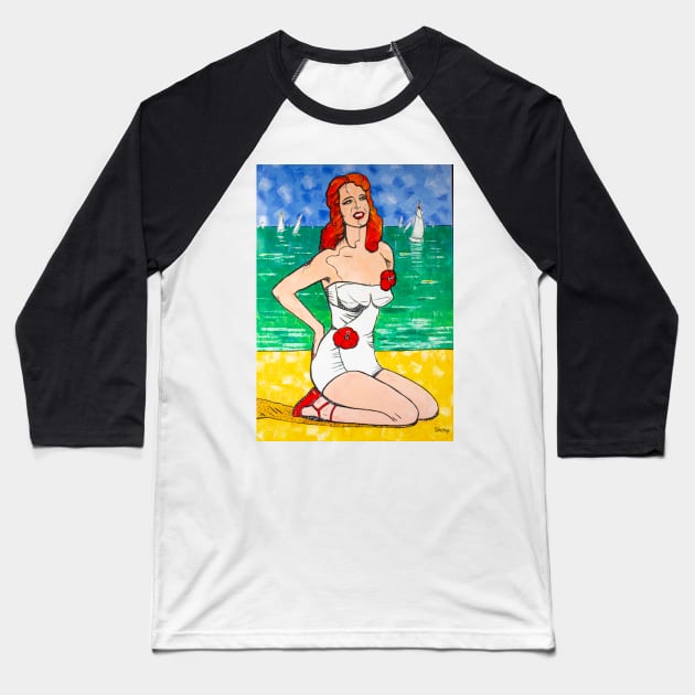 Girl. Sea. Golden sand Baseball T-Shirt by NataliaShchip
